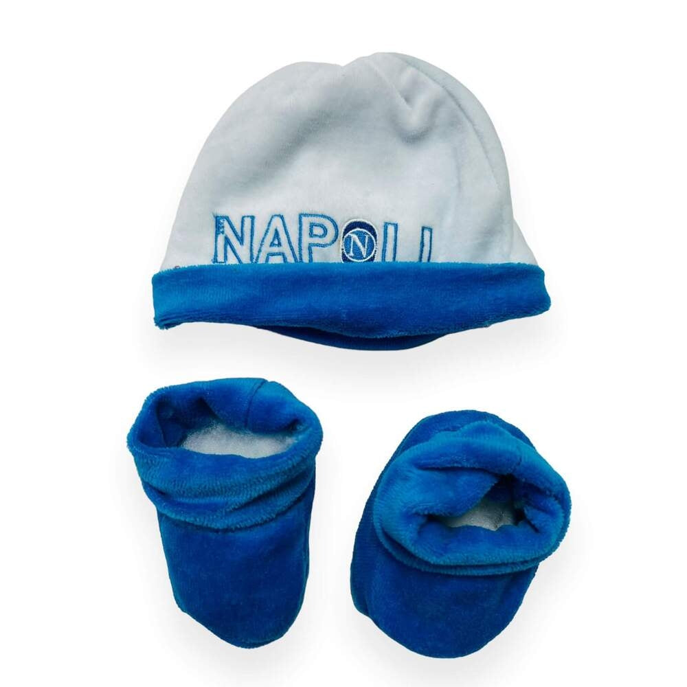 SSC Napoli Chenille-Mütze + Schuhe-Set 0/3 Monate